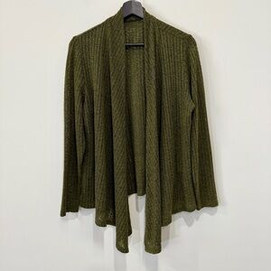 Olive Green Women's Open Knit Cardigan Size L